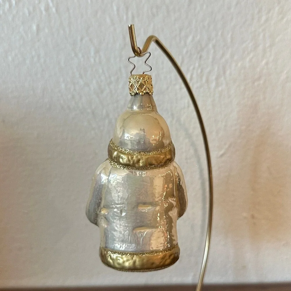 Vintage Glass Santa Claus Christmas Ornament Germany Iridescent Pearl 4